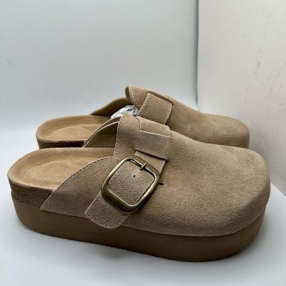 CUSHIONAIRE Women's Genuine Suede Cork Footbed Platform Clog with +Comfort 7.5 W - Picture 1 of 7